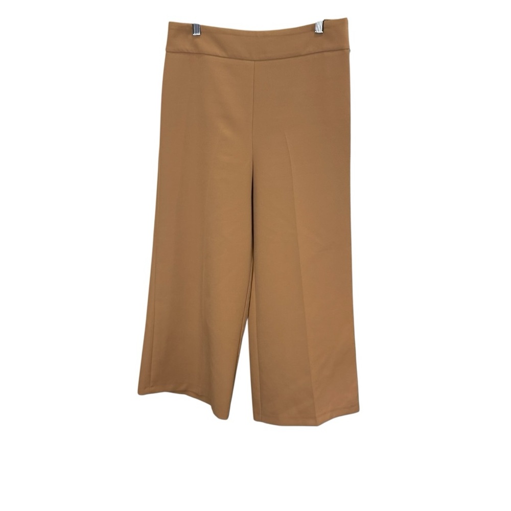 Koton Women's Tan Wide-Leg Flat Front Cropped Pants sz 10